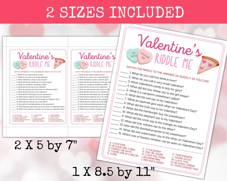 Valentine's Day Riddle Me Game, Valentines Activities for Kids, Kids Valentine Activities