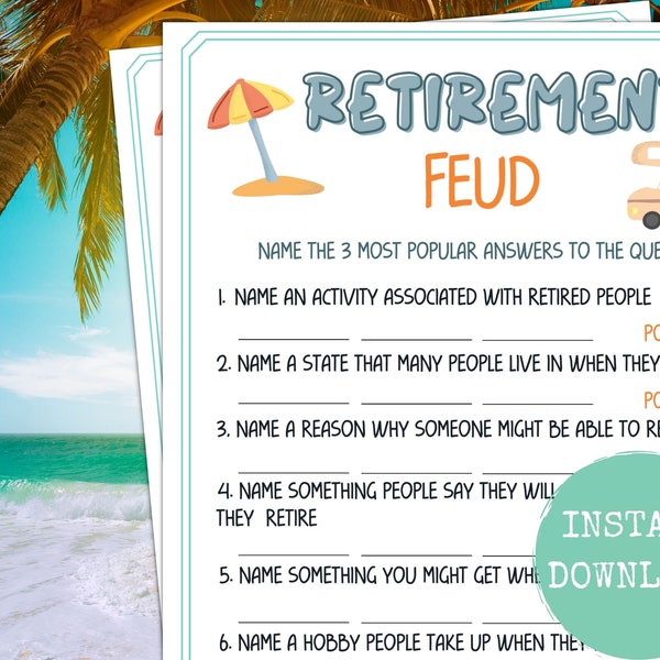 Retirement Feud Game, Fun Retirement Party Games, Retirement Party Fun, Retirement Party Game, Coworker Retirement Party Game