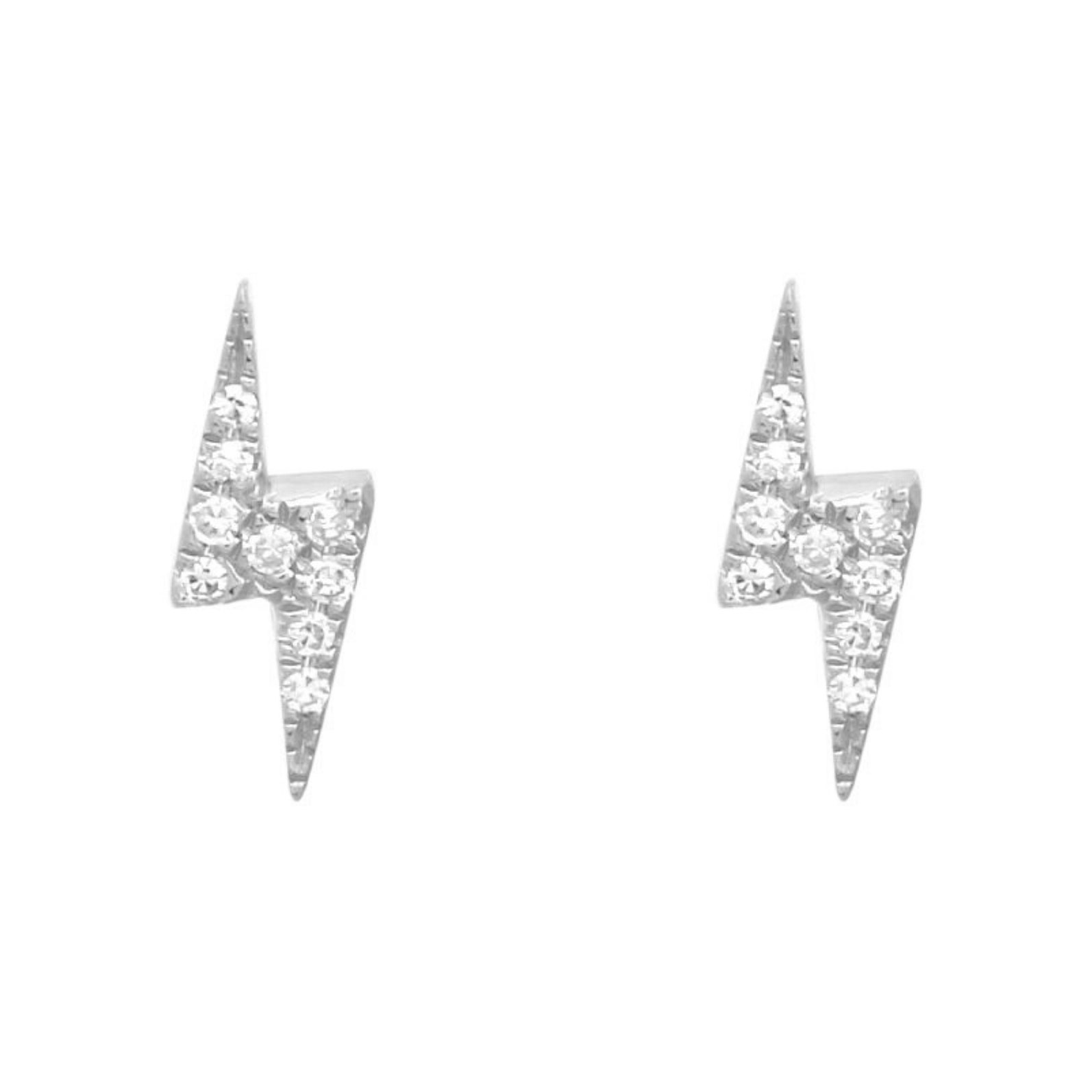 Lightning bolt earrings white gold Clearance
