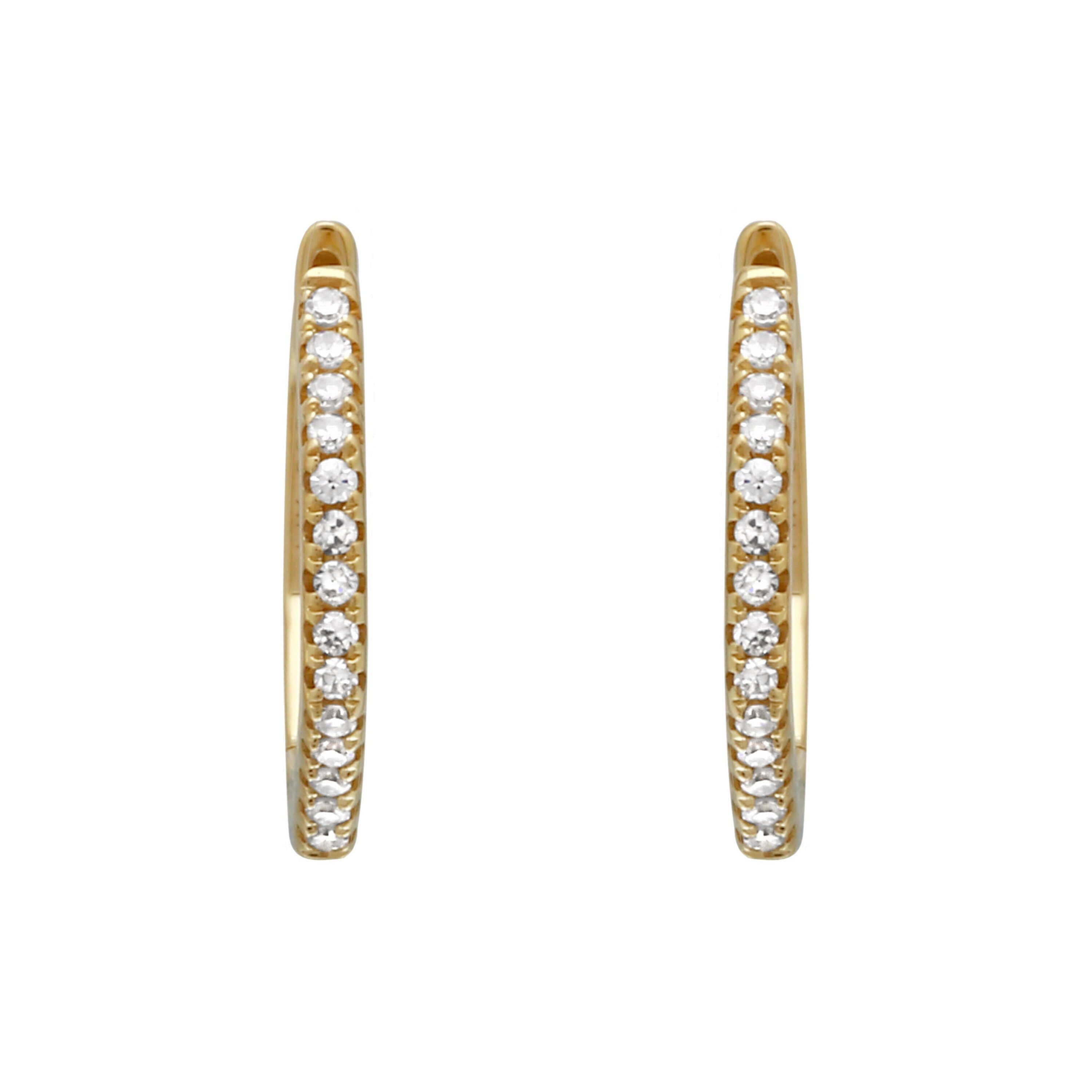 14k Yellow Gold Diamond Pave Octagon Hoop Earrings - Etsy