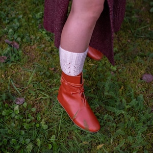 Leather Light brown ren faire shoes, Archaeological etno boots, women and men viking boot, summer festival costume, celtic renaissance shoes