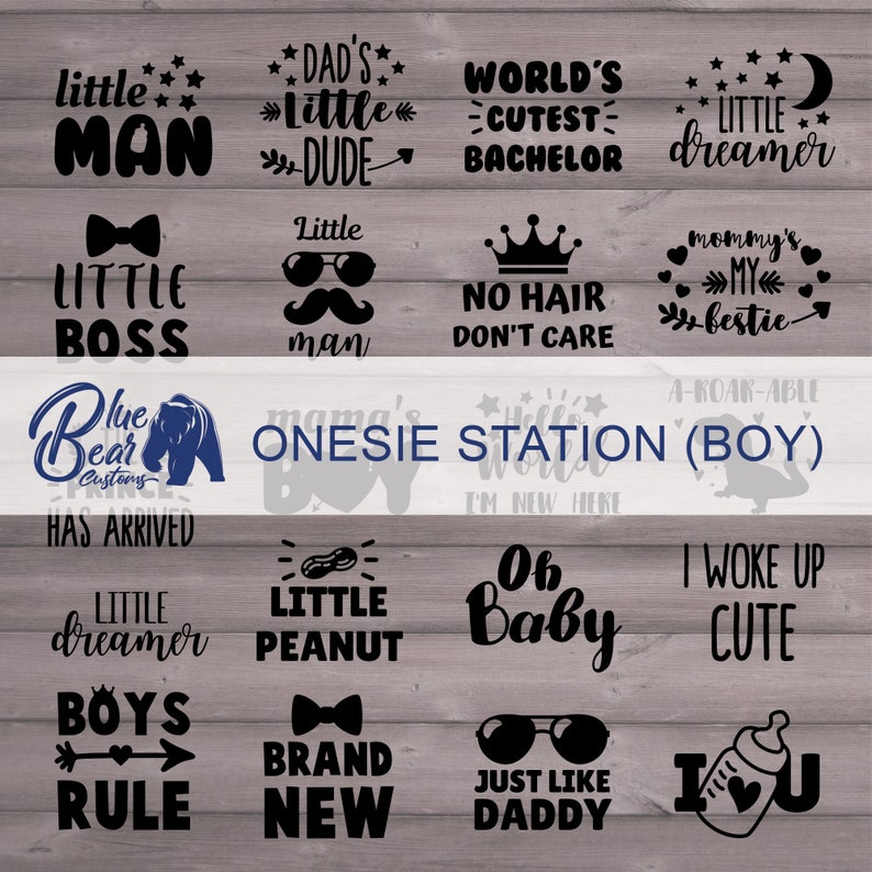 Boy Onesie Station Ironon Kit Onesie Decals Baby Shower Etsy UK