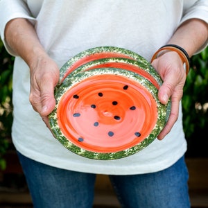 Set of Hand Painted Watermelon Dinner Plates