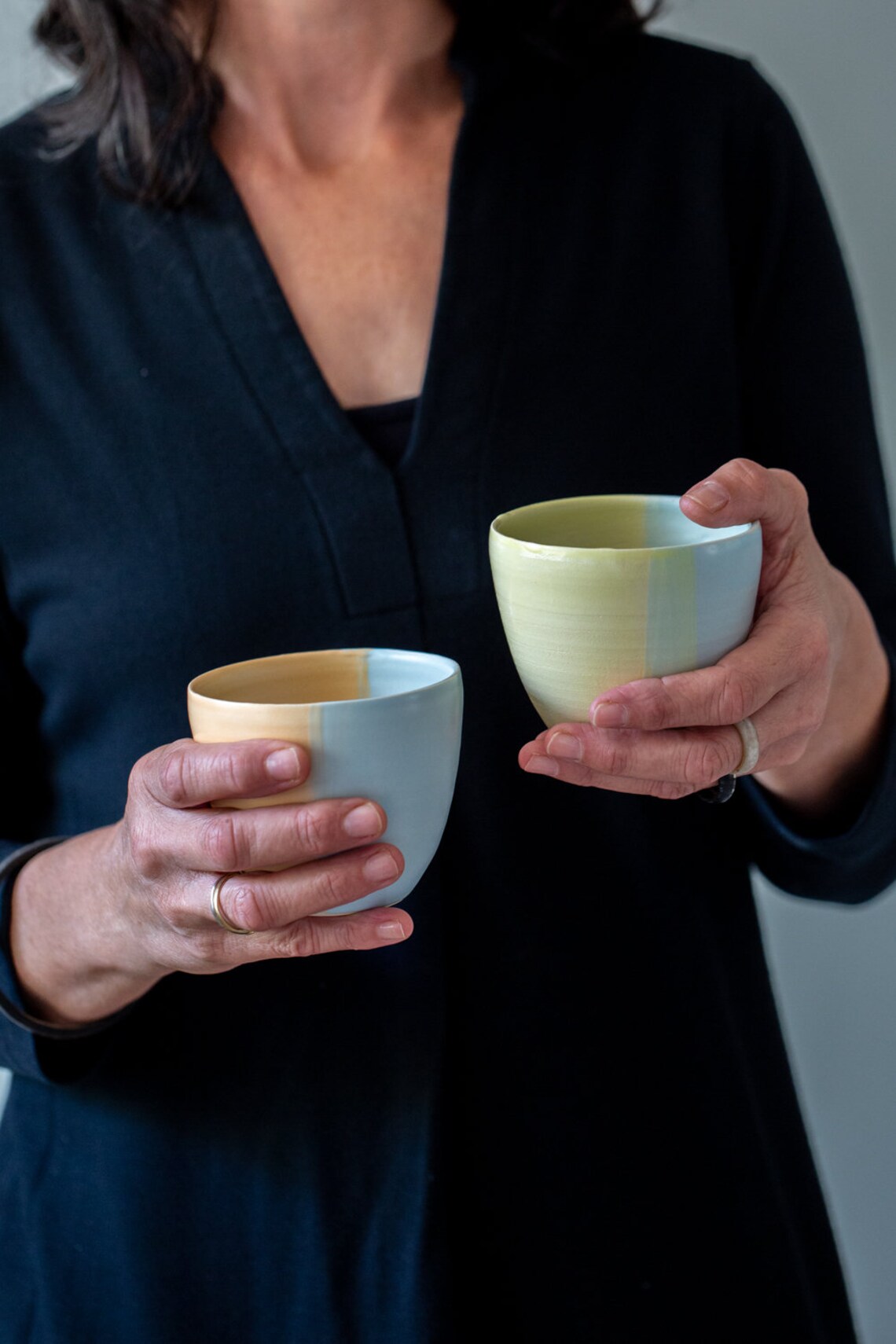 Hand Painted Ceramic Cups Colorful Pastel Cups Bohemian Etsy