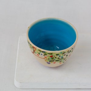 Small Ceramic Bowls Tapas Bowls Prep Bowls Ceramic Bowl Set Handmade Dinnerware Wedding Gift for Guests Inner Color Bowls Blue