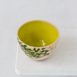 Small Ceramic Bowls Tapas Bowls Prep Bowls Ceramic Bowl Set Handmade Dinnerware Wedding Gift for Guests Inner Color Bowls Green