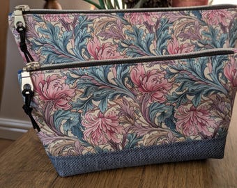 Essential pouch, Cosmetic pouch, William Morris fabric bag, makeup pouch