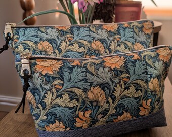 Essential pouch, Cosmetic pouch, William Morris fabric bag, makeup pouch