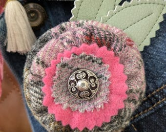 Yorkshire tweed brooch, corsage, fabric pin brooch