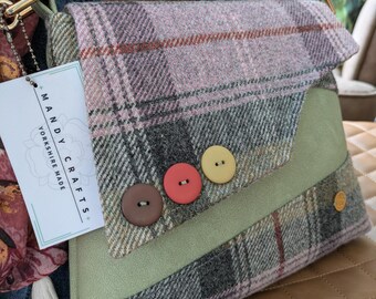 Thorpness Messenger bag, 100% Yorkshire tweed handbag, wool handbag, fabric crossbody, retro handbag