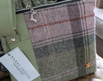 Luna crossbody bag, 100% Yorkshire tweed handbag, wool handbag, fabric crossbody