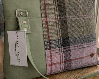 Aelia Tote bag, 100% Yorkshire tweed handbag, wool handbag, fabric crossbody