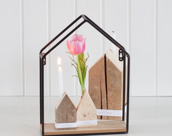 Candles* flower house / reclaimed wood small