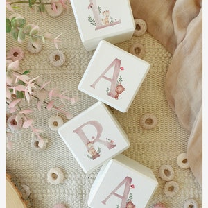 Personalized beech wood cubes with animal alphabet image 4