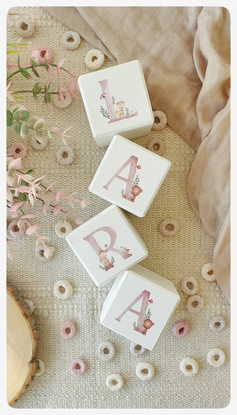 Personalized beech wood cubes with animal alphabet image 4