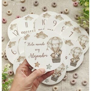 Birthday wooden discs animal collection in balloon Tierra