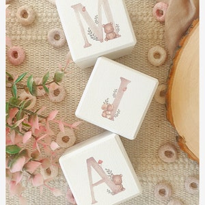 Personalized beech wood cubes with animal alphabet image 3