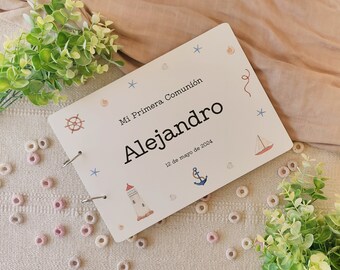 Álbum/libro de firmas de madera personalizado para Primera Comunión