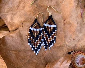 small earth toned Native American fringe earrings