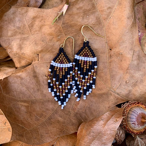small earth toned Native American fringe earrings
