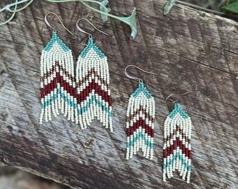 Two sizes >>> cream, copper, turquoise, and dark red arrow earrings