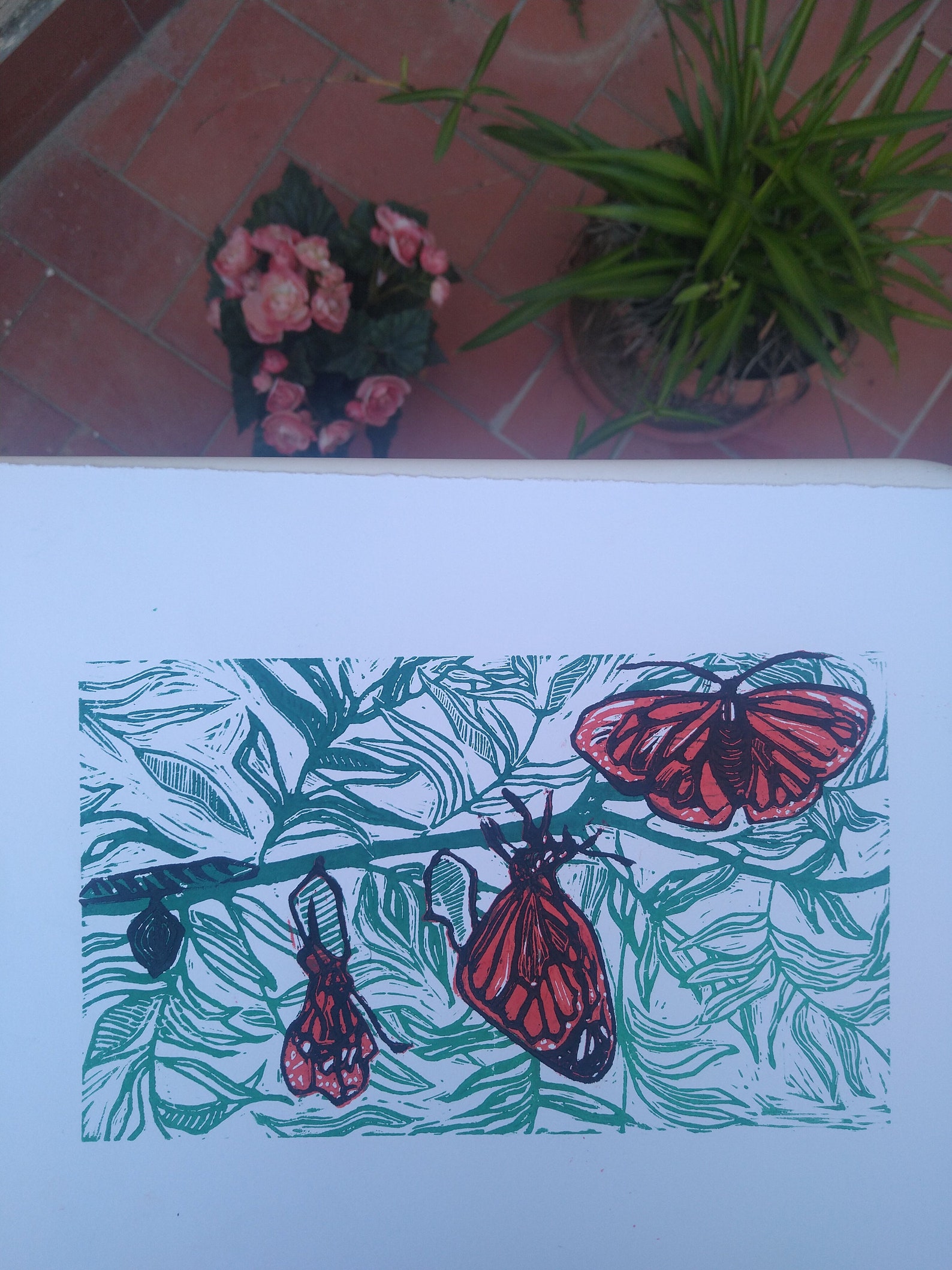 Butterfly Linocut Handprinted lino print Butterflies Etsy