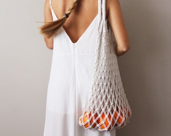Macramé bag, crochet bag, net bag, handmade, handbag, beach bag, eco-responsible shopping bag
