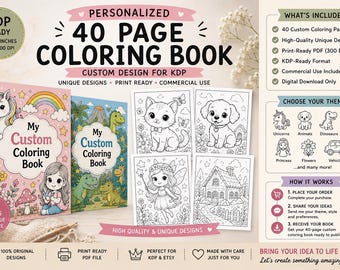 Livre de coloriage personnalisé de 40 pages pour KDP | Création de pages à colorier personnalisées | Intérieur PDF prêt à imprimer | Autoédition en téléchargement numérique