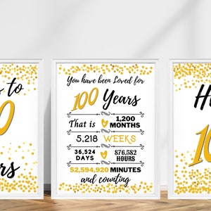 100歳の誕生日サインセット、100歳の誕生日おめでとうサイン、100周年おめでとう、Hello 100サイン、ゴールド100歳の誕生日、100周年記念サイン