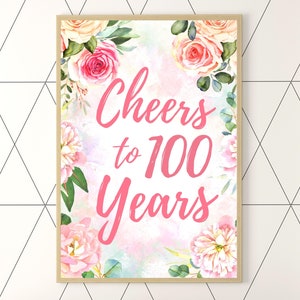 100周年記念サイン、100歳の誕生日サイン、100歳の誕生日デコレーション、100年間愛されてきたバナー、100周年記念サイン、100年間愛されてきた