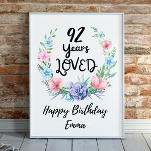 91st Birthday Decorations Sign, 91 Years Loved Sign, Custom Birthday Sign, 91st Birthday Party Decor, Floral Birthday Decor, 91st Birthday