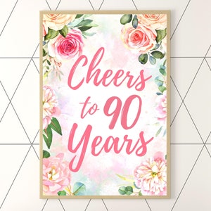 Cheers to 90 Years Sign, 90th Birthday Sign, 90th Birthday Decorations, 90 Years Loved Banner, 90th Anniversary Sign, 90 Years Loved Sign