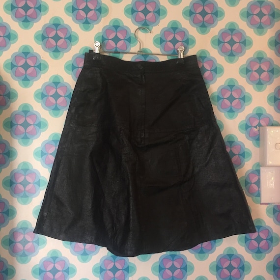 Vintage Leather Snake Skin A-line Black Skirt S