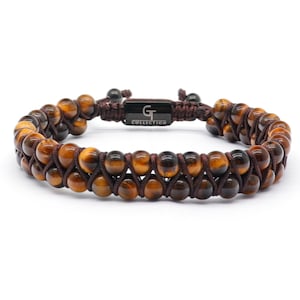 Tiger Eye Stone Bracelet: Double Layer Brown Beaded Wristwear