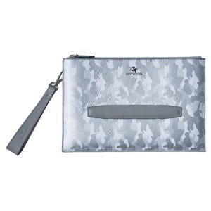 Bolso de cuero para hombre - Camuflaje blanco con detalles plateados / Bolso elegante y funcional para uso diario