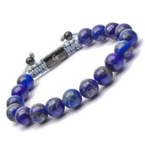 Bracciale con perline in lapislazzuli da uomo - Taglia unica