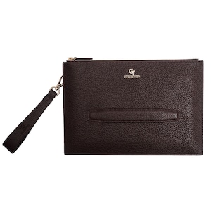 Bolso de mano de piel marrón para hombre, cartera de pulsera con detalles dorados, regalo de cumpleaños o aniversario para él, accesorio para teléfono y tarjetas para papá.
