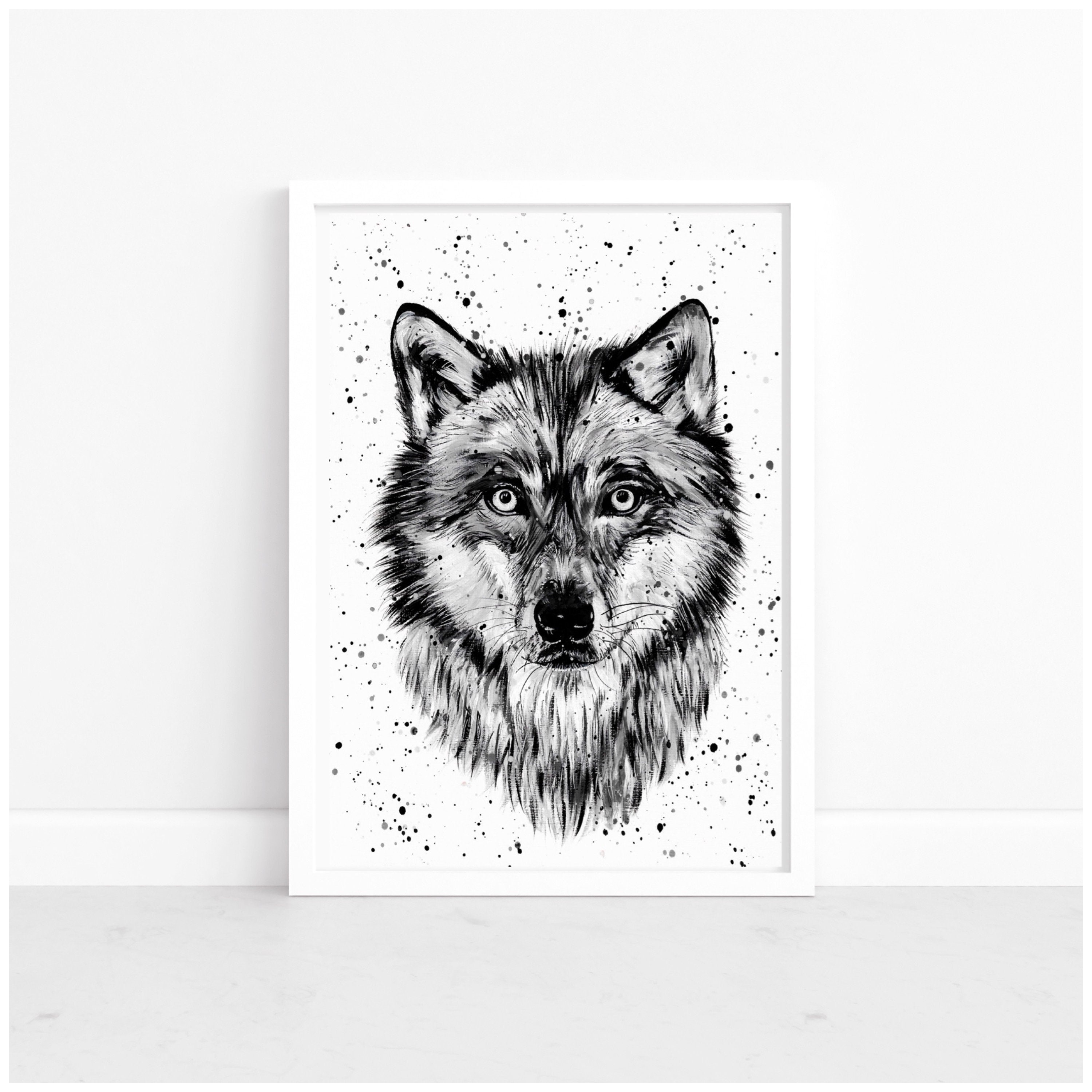 Wolf Art Print mack Wolf Painting Beautiful Wolf Art Etsy UK