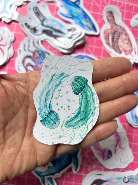 Jellyfish Vinyl Sticker: Sea Life Decal, Ocean Art