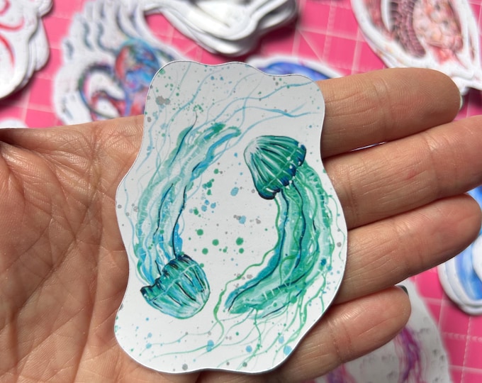 Jellyfish Sticker, Sea Life Decal, Beach Life, Holiday Journal Sticker, Wildlife Decal, Under the Sea, Ocean Life