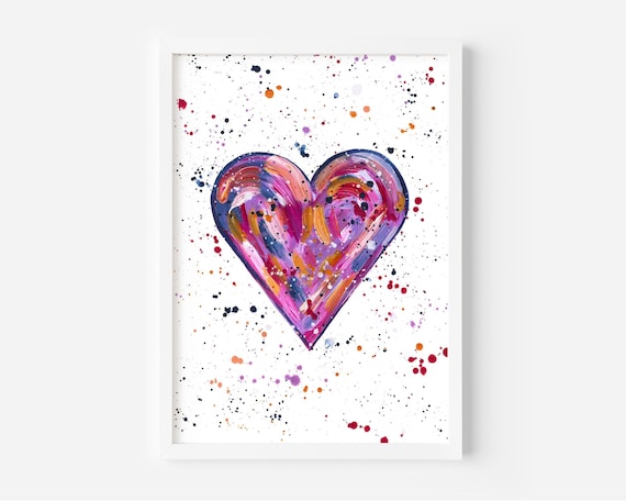 Pink Heart Painting, Original Art, Abstract Heart Art, Colourful Home Decor, Wall Art, Bedroom Decor, Acrylic Painting, Love Heart Art,