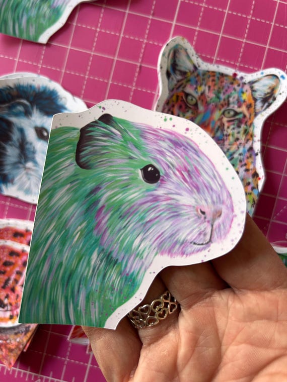 Guinea Pig Sticker: Glossy Vinyl Peeking Animal Decal