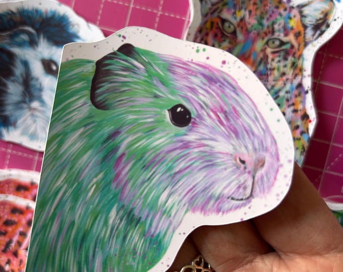 Guinea Pig Sticker, Cavie Decal, Peeking Animal Decal, Glossy Vinyl, Wildlife Stickers, Phone Decal, Scrapbooking for Kids