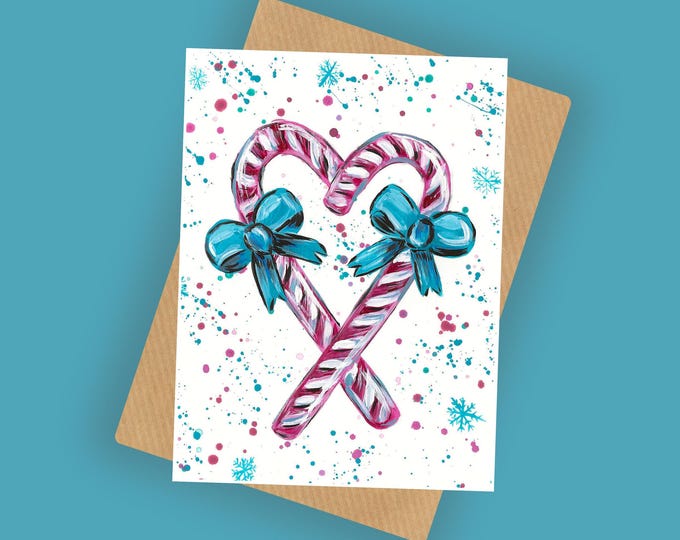 Christmas Candy Canes Greetings Card