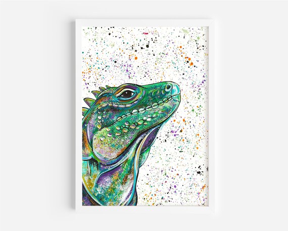 Iguana Original Painting,  A Unique Acrylic Painting of an Iguana by Emma LC, Original Animal Art, Reptile Decor, Iguana Gifts, Wall Art,