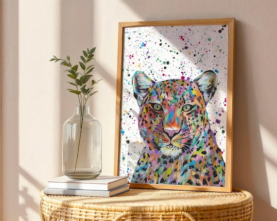 Colourful Leopard Art Print ‘Chester’