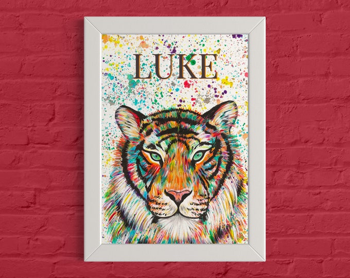 Personalised Colourful Tiger Art Print