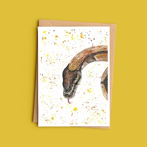 Python Snake Greeting Card: Emma LC Art, Reptile Lover