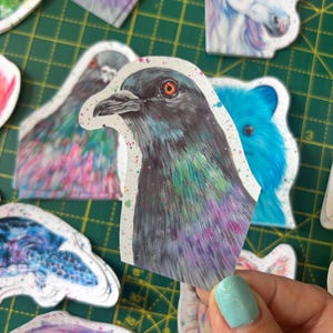 Glossy Pigeon Sticker: Vinyl Bird Decal for Laptop, Journal