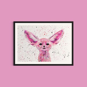 Fennec Fox Art Print: Pink Animal Painting, Nursery Decor image 2